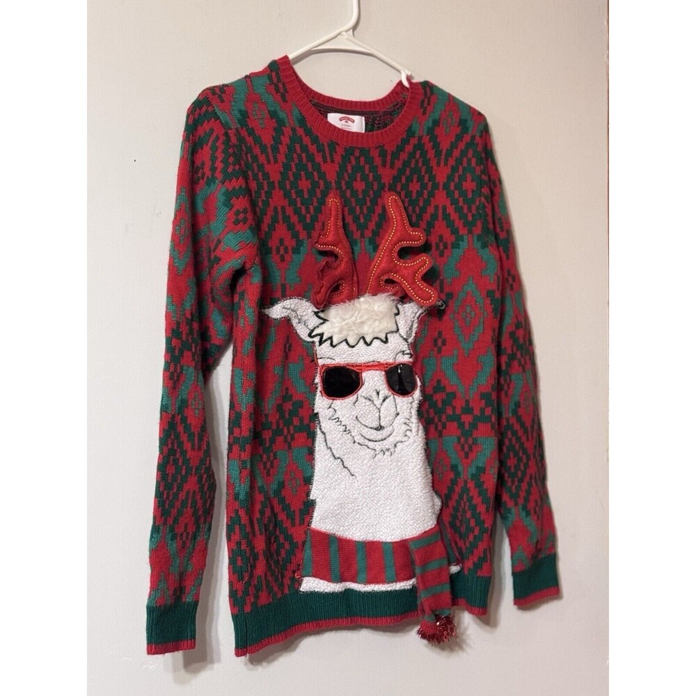 Ugly Christmas Sweater Cool Fuzzy Llama Unisex Size Small (34-36) Holiday Time
